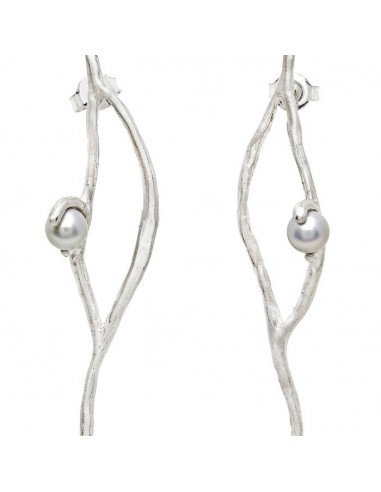 Boucles 2 Lignes argent perles grises ou a consommer sur place