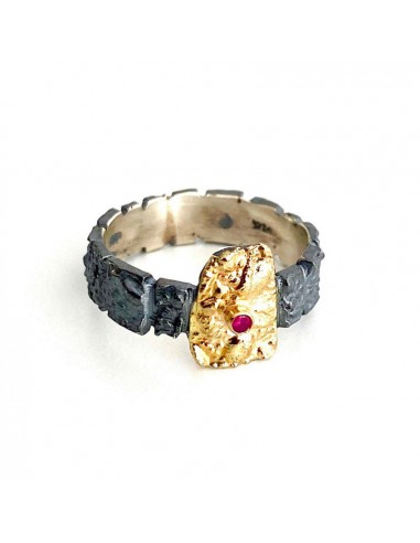 Bague rectangle d’or rubis Economisez 