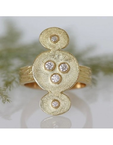 Bague "Ethnique" or jaune 5 diamants 2023