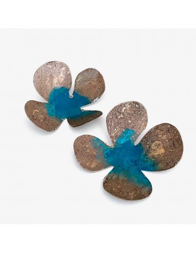 Boucles d'oreilles Fleurs gris/bleu hantent personnes