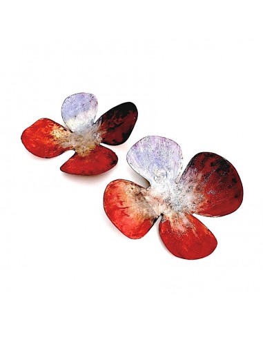 Boucles d'oreilles Fleurs mauve/orange vous aussi creer 