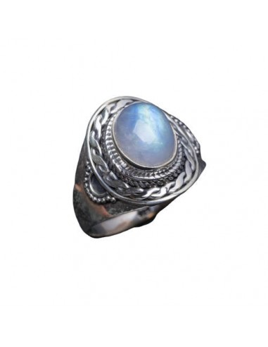 Bague chaîne Pierre de Lune "Despina" en linge