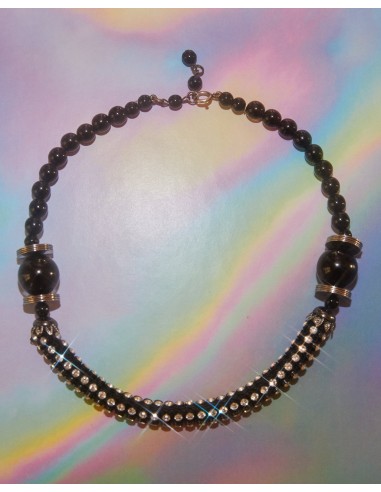 Collier noir et strass l'achat 