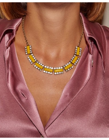 Collier perles jaunes et strass france