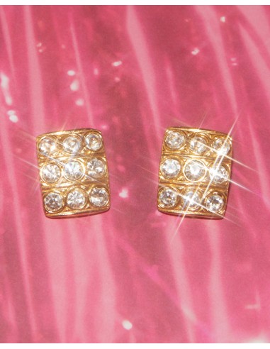 Boucles d'oreilles rectangulaires strass pas cheres