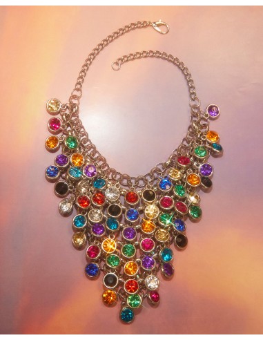 Collier strass multicolores pas cher 