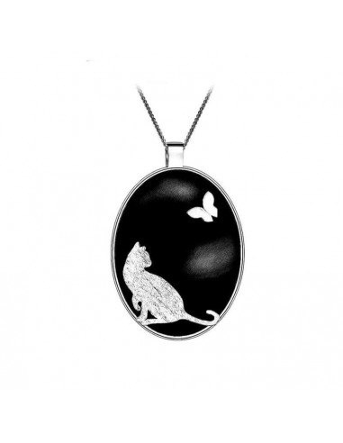 Pendentif pour Collier Papillon  Chat (Argent) Livraison rapide